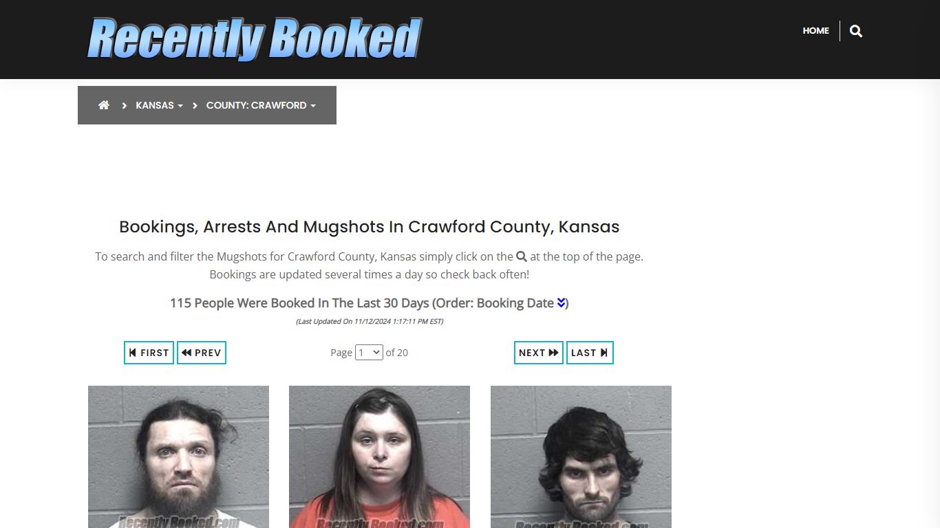 Bookings, Arrests and Mugshots in Crawford County, Kansas - Recently Booked