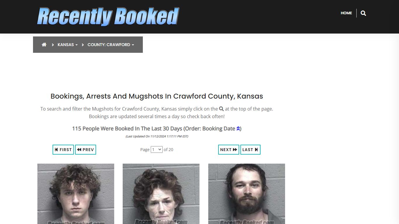 Bookings, Arrests and Mugshots in Crawford County, Kansas - Recently Booked